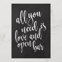 Open bar affordable chalkboard wedding sign
