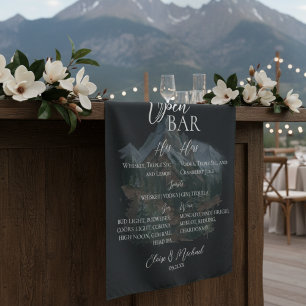 Open Bar and Signature Drink Watercolor Mountain Tapestry