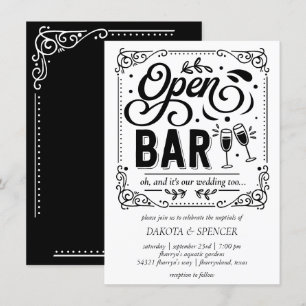 Open Bar (and Wedding)   Casual Micro Wedding Invitation