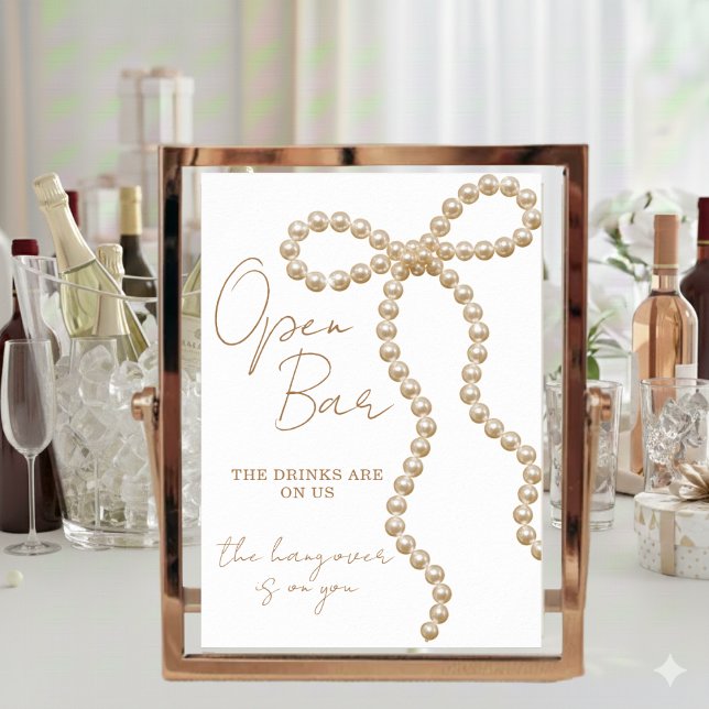 Open Bar Bow She's Tying the Knot Bridal Shower Poster (Creator Uploaded)