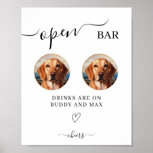 Open Bar Dog Sign,Pet Photo Drink Sign for Wedding