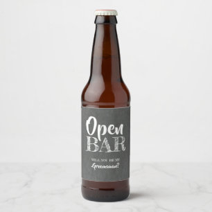 Open Bar - Funny Groomsman Proposal Beer Bottle Label