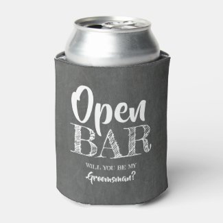 Open Bar - Funny Groomsman Proposal Can Cooler