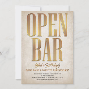 Open Bar Funny Invitation d'anniversaire