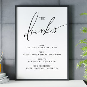 Open bar Menu Le mariage des boissons affiche Post