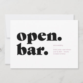 Open Bar Typographic Save the Date Card
