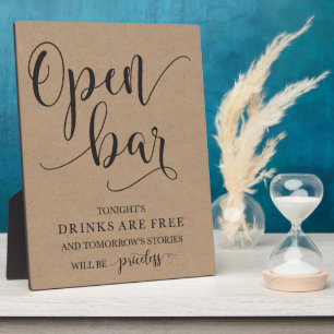 Open Bar Wedding Alcohol Sign Plaque