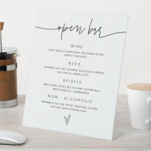 Open Bar Wedding Drink Menu Reception Sign G400