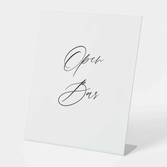 Open Bar Wedding Sign | Bar Tabletop Sign (Front)