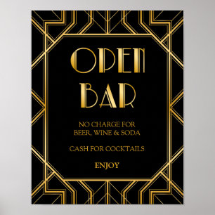 Open Bar Wedding Sign Gatsby Art Deco