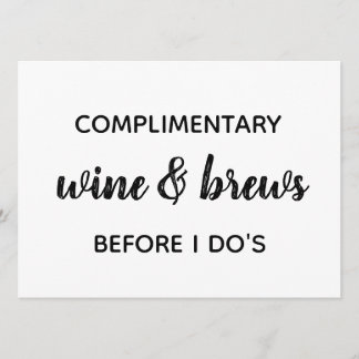 OPEN BAR Wedding Sign Invitation