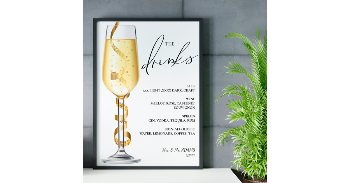 Open bar wedding sign Poster Zazzle