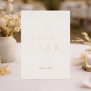 Open Bar Wedding Sign   Real Gold Foil