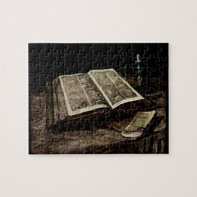 Open Bible Book with Candles - van Gogh Jigsaw Puzzle (Horizontal)