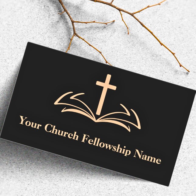 Open Bible Cross Logo Church Pastor Business Card (Open Bible Cross Logo Church Pastor Business Cards)
