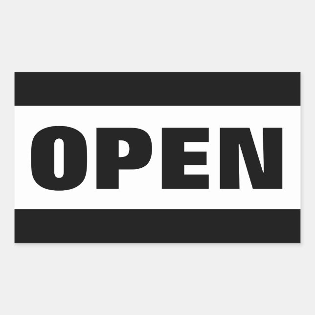 OPEN BLACK&WHITE text Sticker (Front)