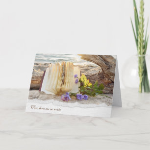 Open Book and Flowers on Driftwood Card