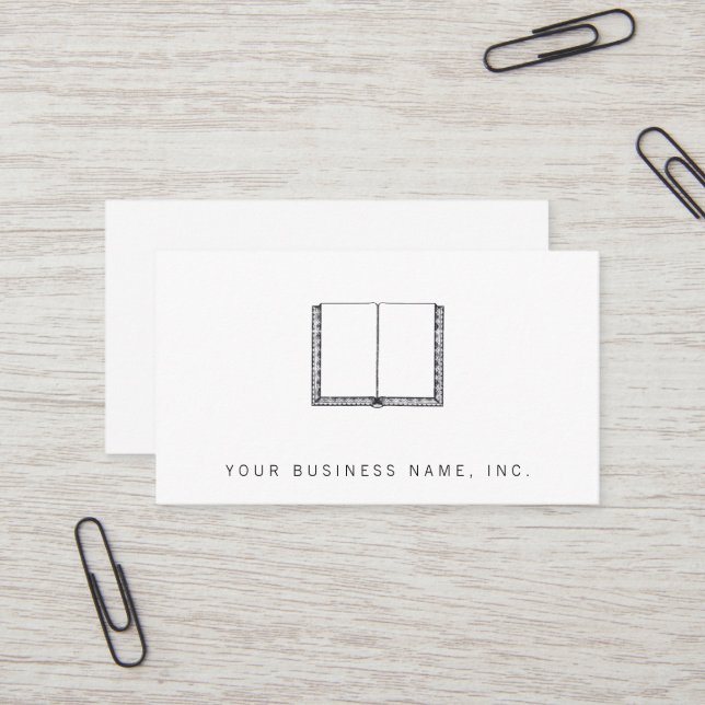Open Book (Blank Pages) Business Card (Front/Back In Situ)
