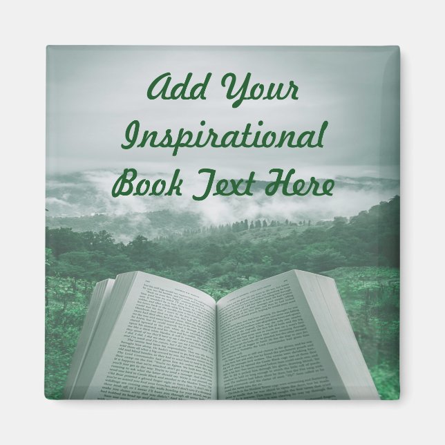 Open Book Customize Text Green Trees Magnet (Front)