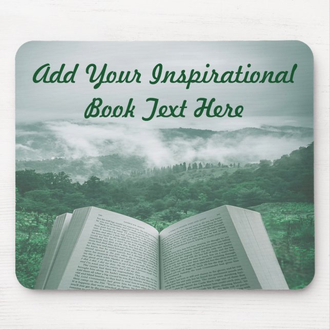 Open Book Customize Text Green Trees Mouse Pad (Front)