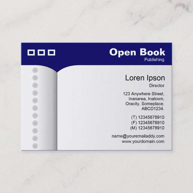 Open Book - Dark Blue 000066 Business Card (Front)