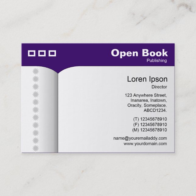 Open Book - Deep Purple 330066 Business Card (Front)