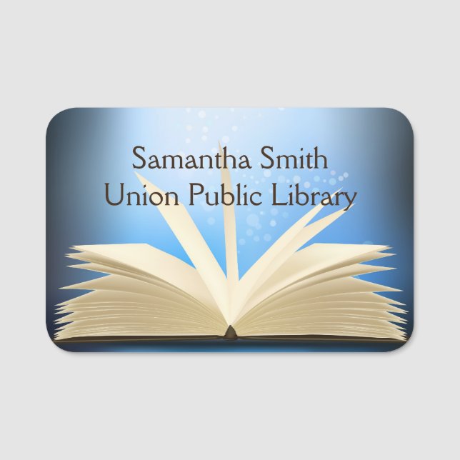 Open Book Design Name Tag (Front)