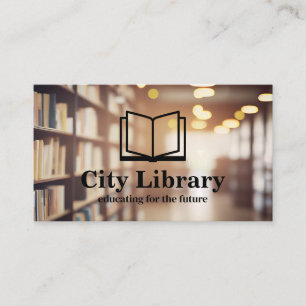 Open Book Logo   Public Library Background Business Card