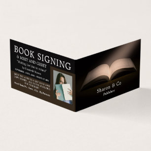 Open Book, Publisher, Writer Book Signing Business Card