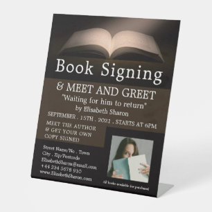 Open Book, Writers Book Signing Advertising Pedestal Sign