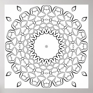 Open Centre Heart Mandala Colouring Page Design Poster