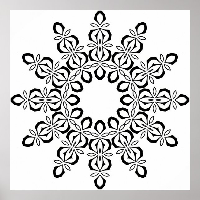 Open Centre Mandala with Repeating Floral Motif Poster (Front)