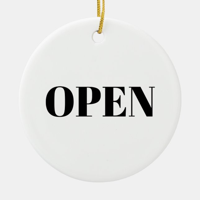 Open / Closed black white two sided store business Ceramic Ornament (Front)