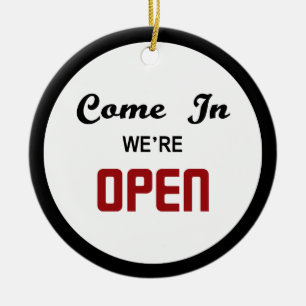 Open Closed Door Hanger Ceramic Ornament