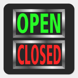 Open Closed Signs Vector Clipart Square Sticker