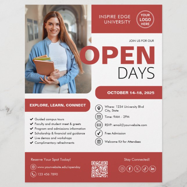 Open Day College University Red Business Flyer (Front)