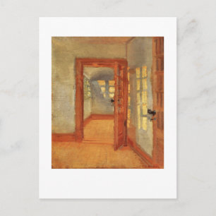 Open door sunny impressionist interior Anna Ancher Postcard