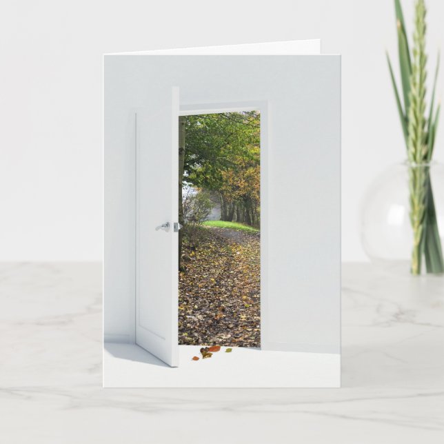 Open Door With Autumn Scene Card (Front)
