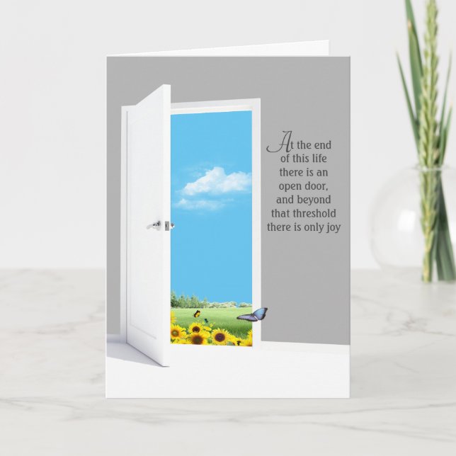 Open Door With Sunflower and Butterflies Card (Front)