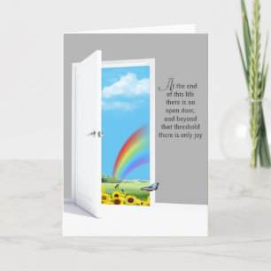Open Door With Sunflower And Rainbow Card