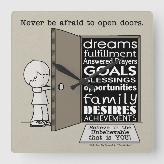 Open Doors Square Wall Clock (Front)
