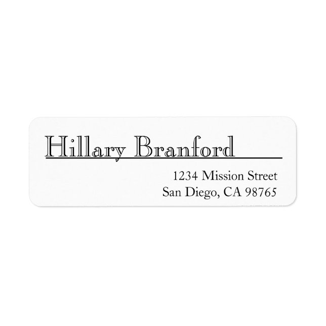 Open face elegant black white return address (Front)