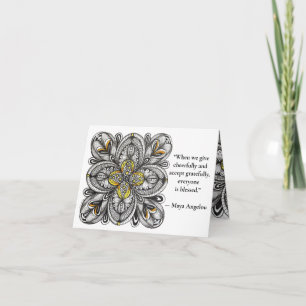 Open Flower Doodle with Giving Quote Thank You Card