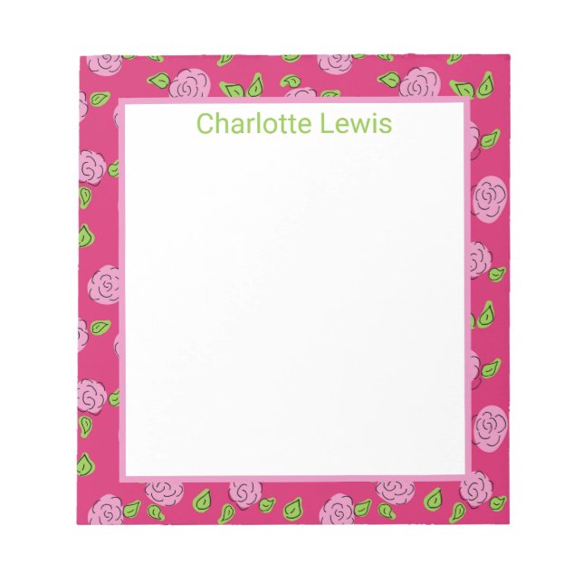 Open Flower Pink sur Bloc-notes rose foncé (Devant)
