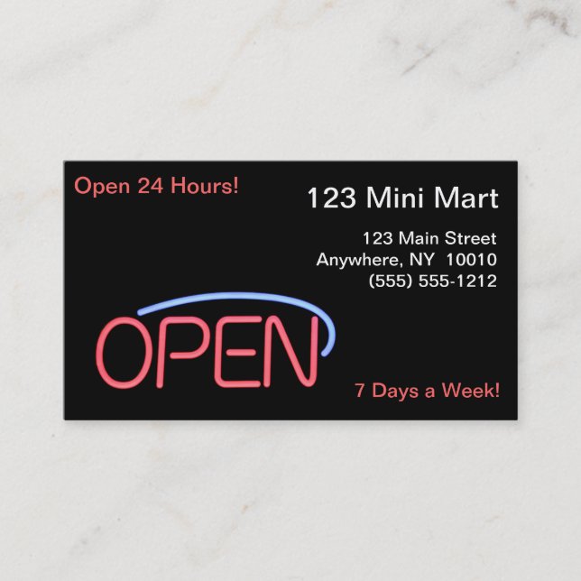 Open For Business Business Card (Front)