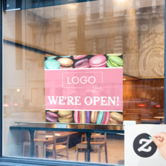 Open for Business | Macaron French Patisserie Pink Window Cling