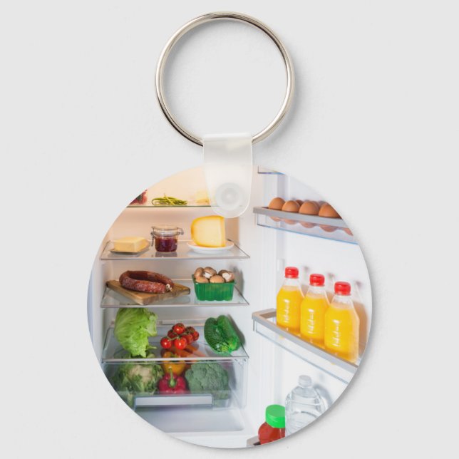 Open fridge filled with food keychain (Front)