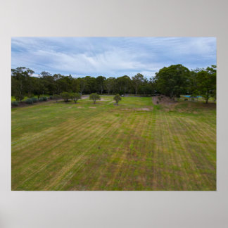Open Green Field Recreational Park Landscape Poster