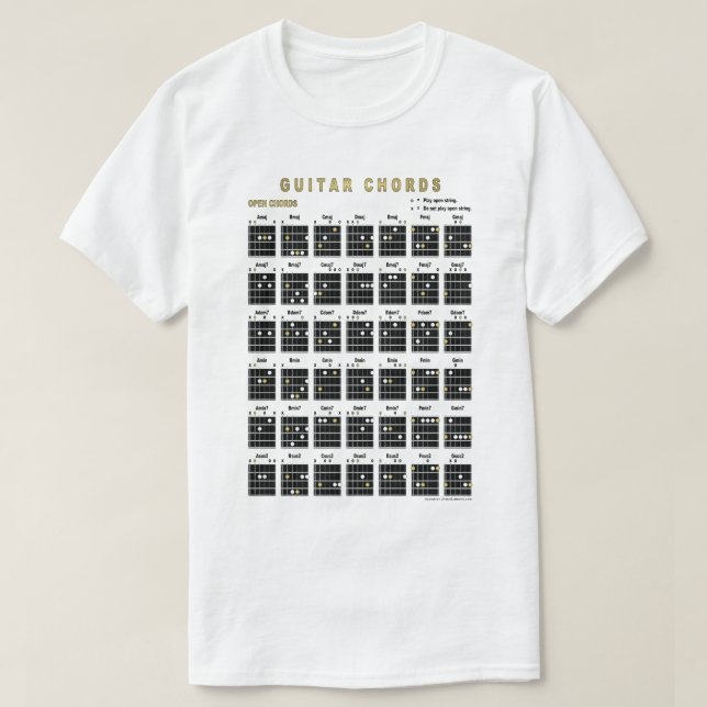 Open Guitar Chords On Front And Back T-Shirt (Design Front)