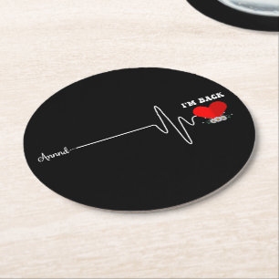 Open Heart Bypass Surgery Heart Attack Survivor Round Paper Coaster